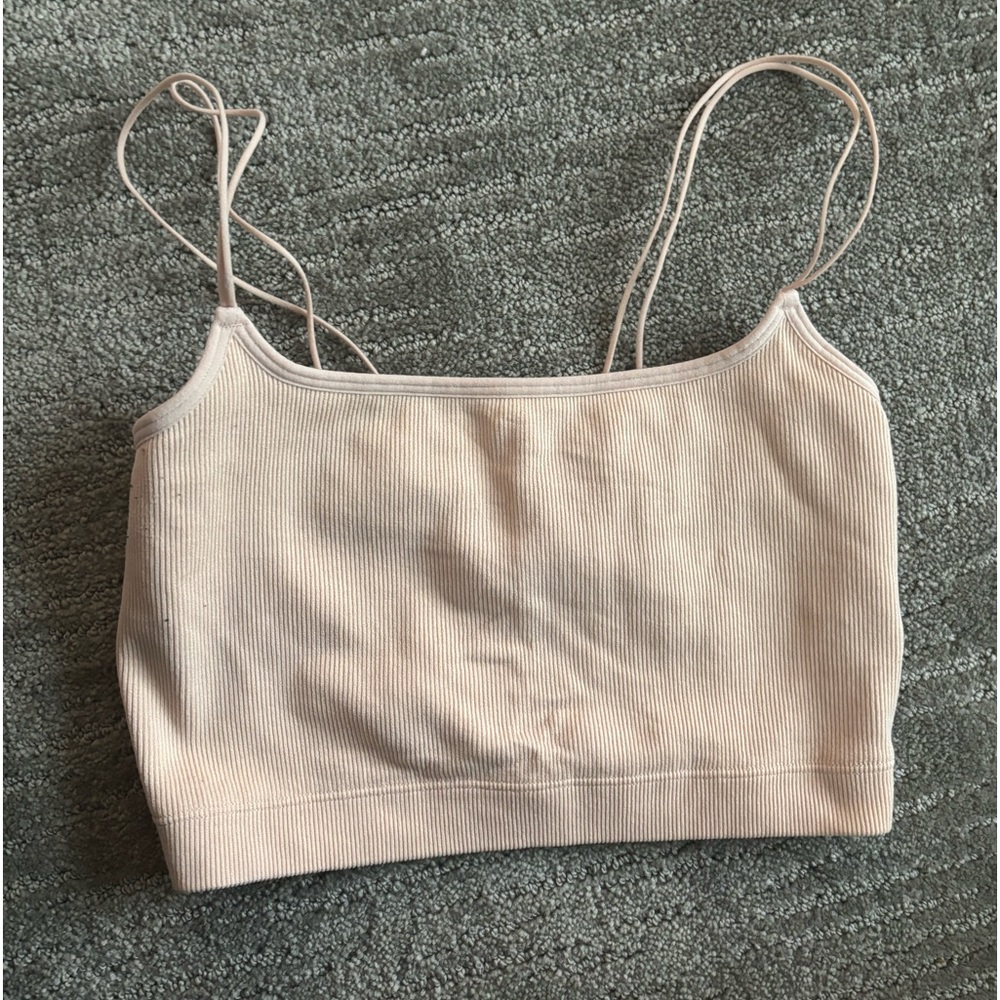 Light pink crop top with lace back
